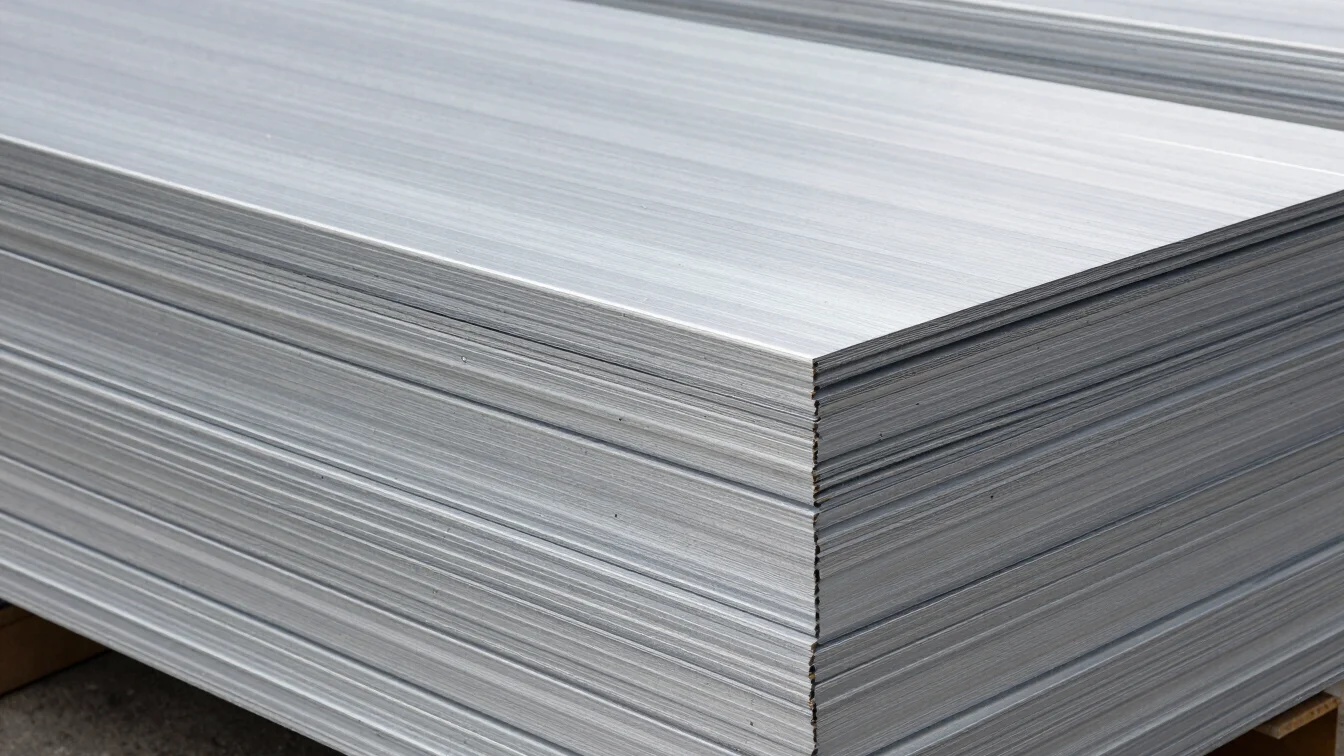 Industrial architectural close-up of clean silver aluminum compos